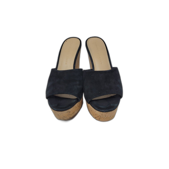 Veronica Beard Dali Black Cork Wedge Heels - Picture 1 of 7